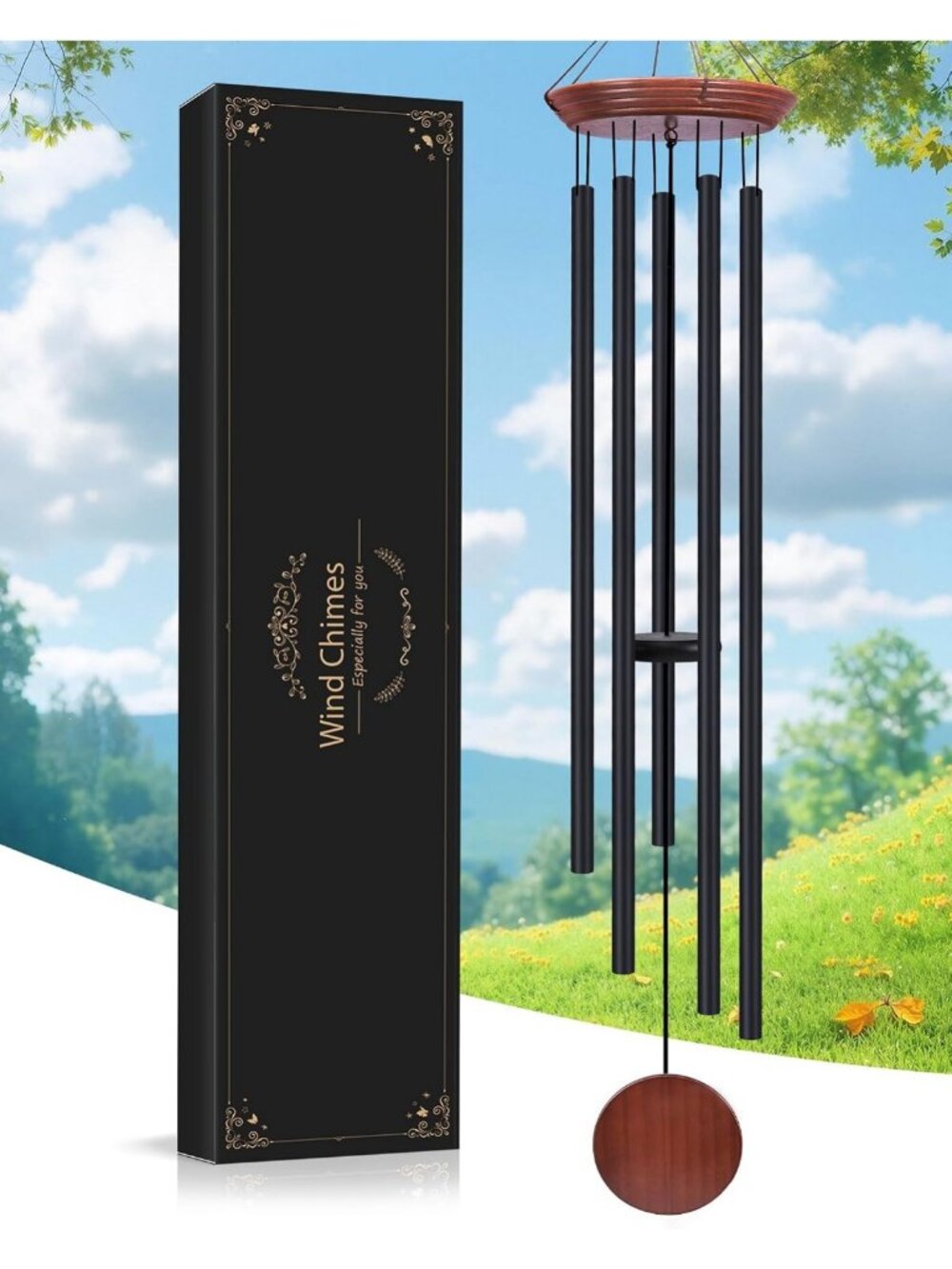 Extra Large 60" Deep Tone Wind Chimes for Outdoor Garden | Unique Sympathy Decor
